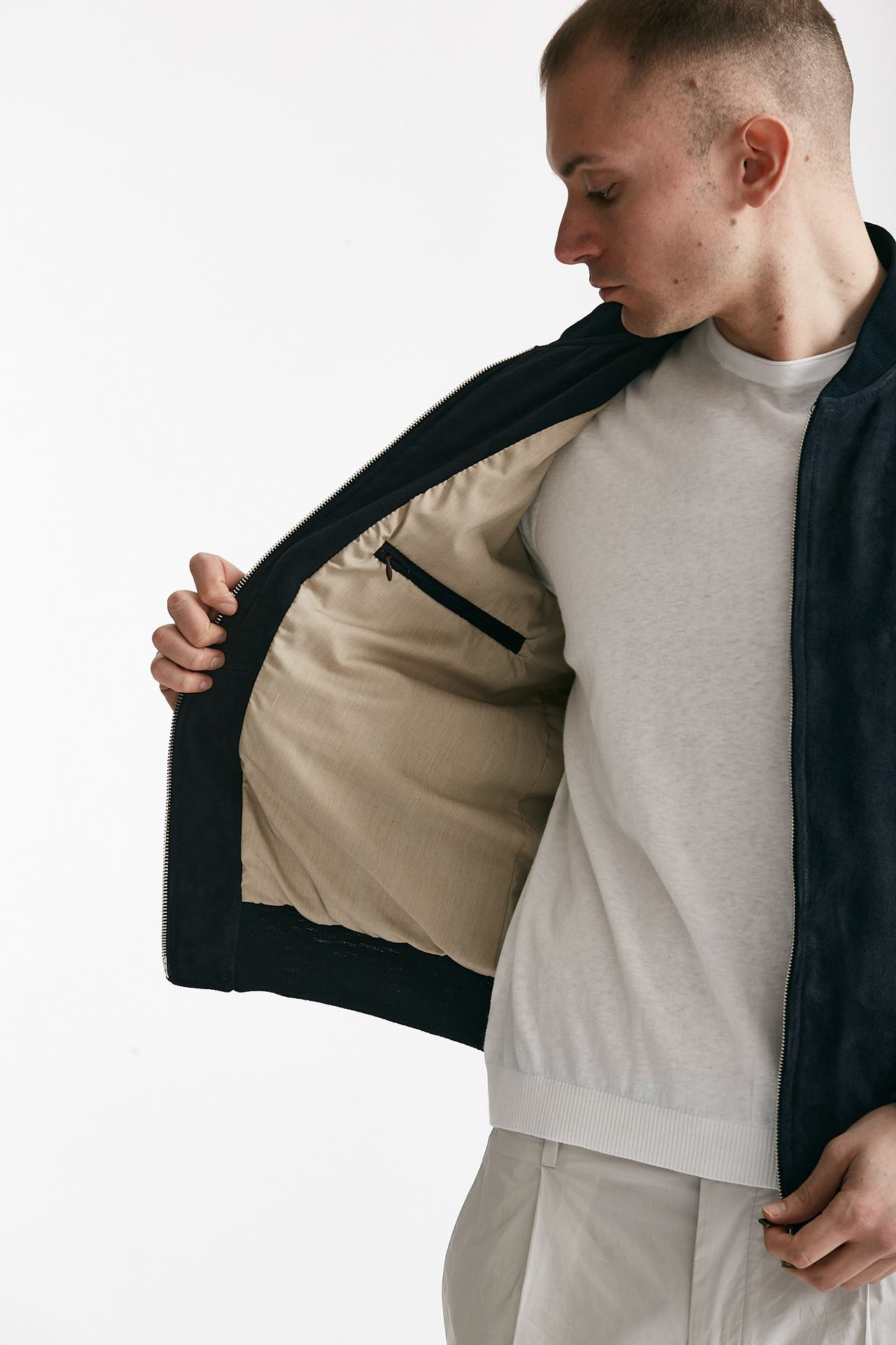 bomber emanuele in camoscio blu uomo Stewart - 5