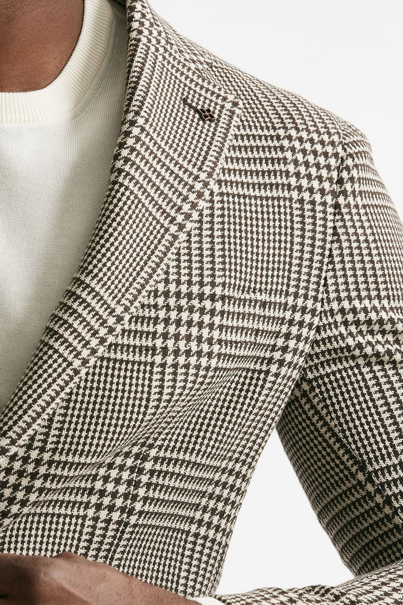 giacca monopetto montecarlo galles panna e marrone uomo Tagliatore - 5