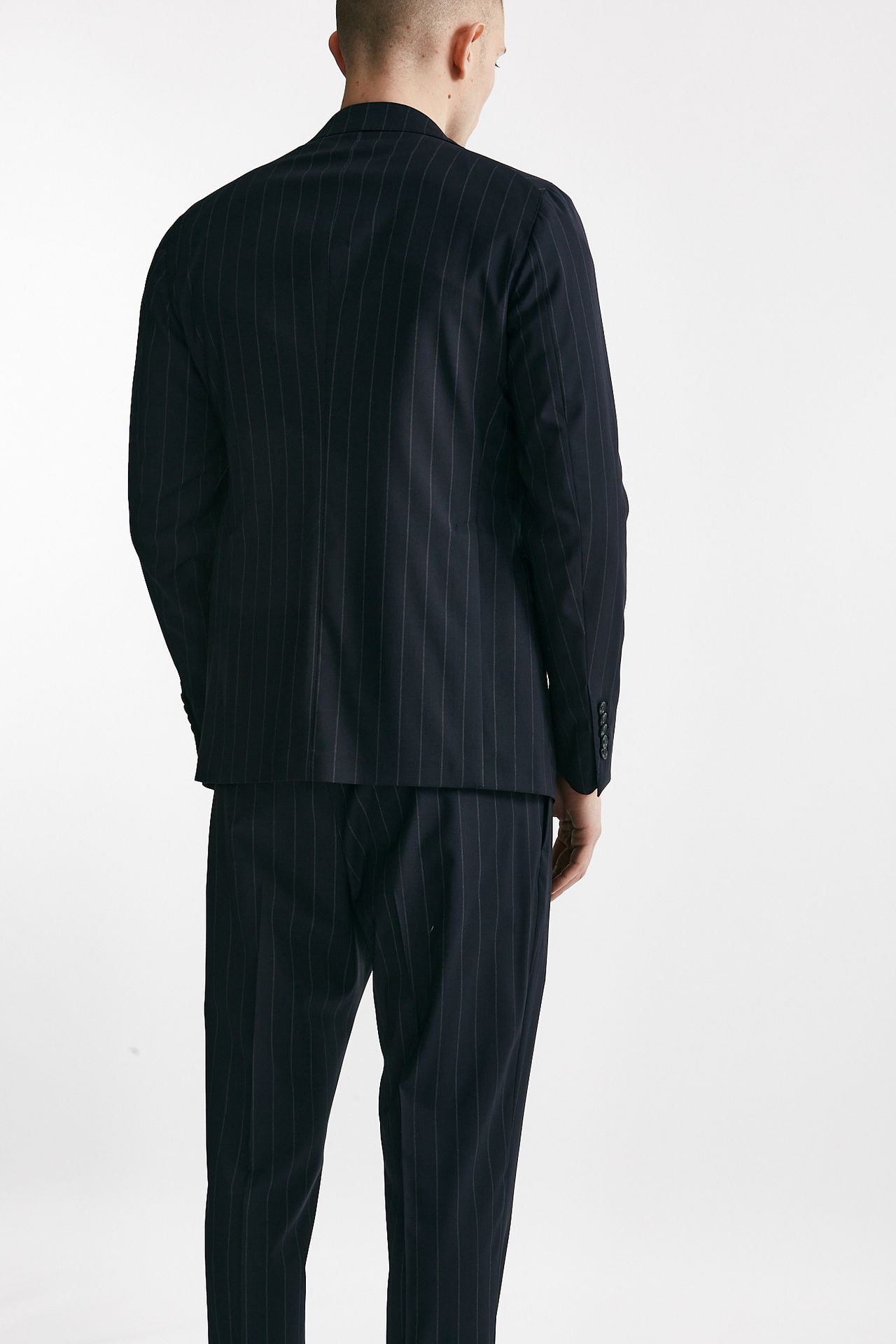 abito monopetto pino lerario gessato blu uomo Tagliatore - 3