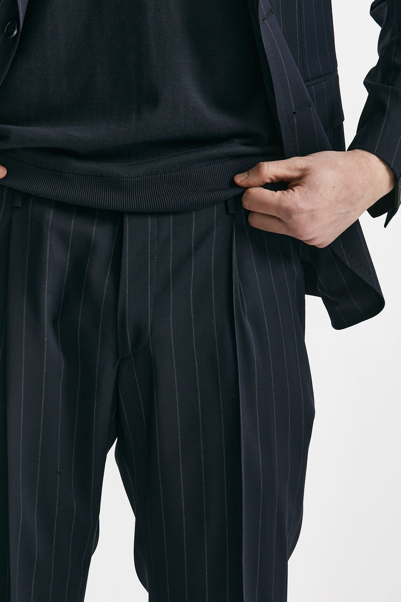 abito monopetto pino lerario gessato blu uomo Tagliatore - 8