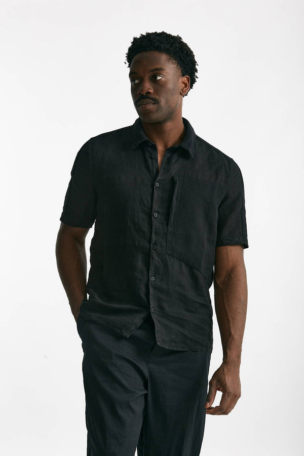 camicia in lino nero uomo Transit uomo