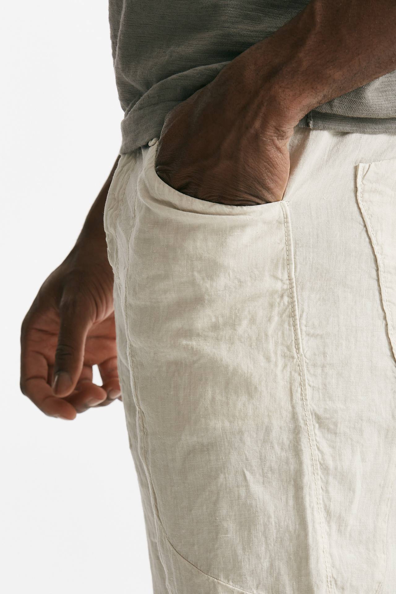 pantalone in lino beige uomo Transit uomo - 6