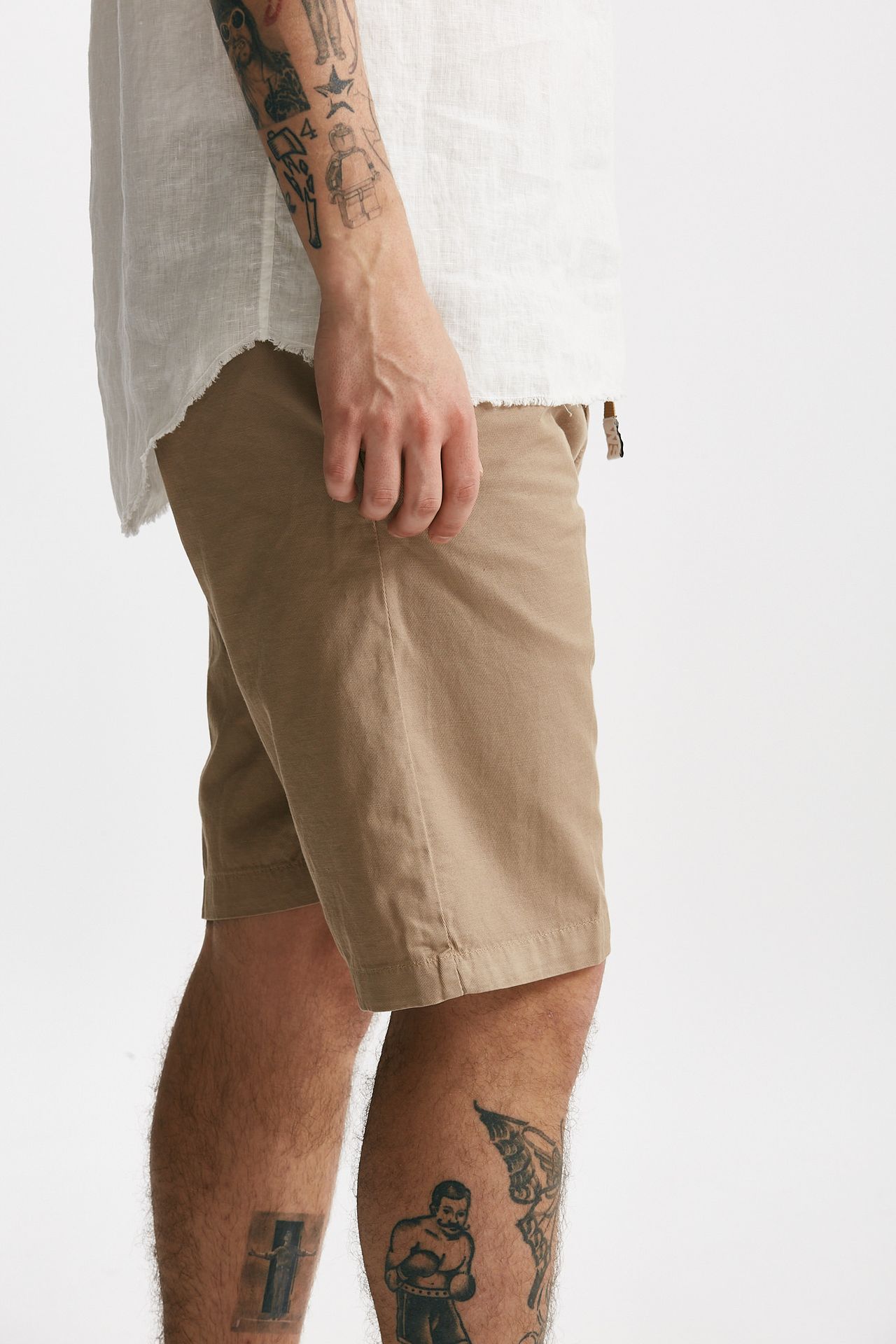 bermuda in cotone e lino stretch beige uomo White sand - 2