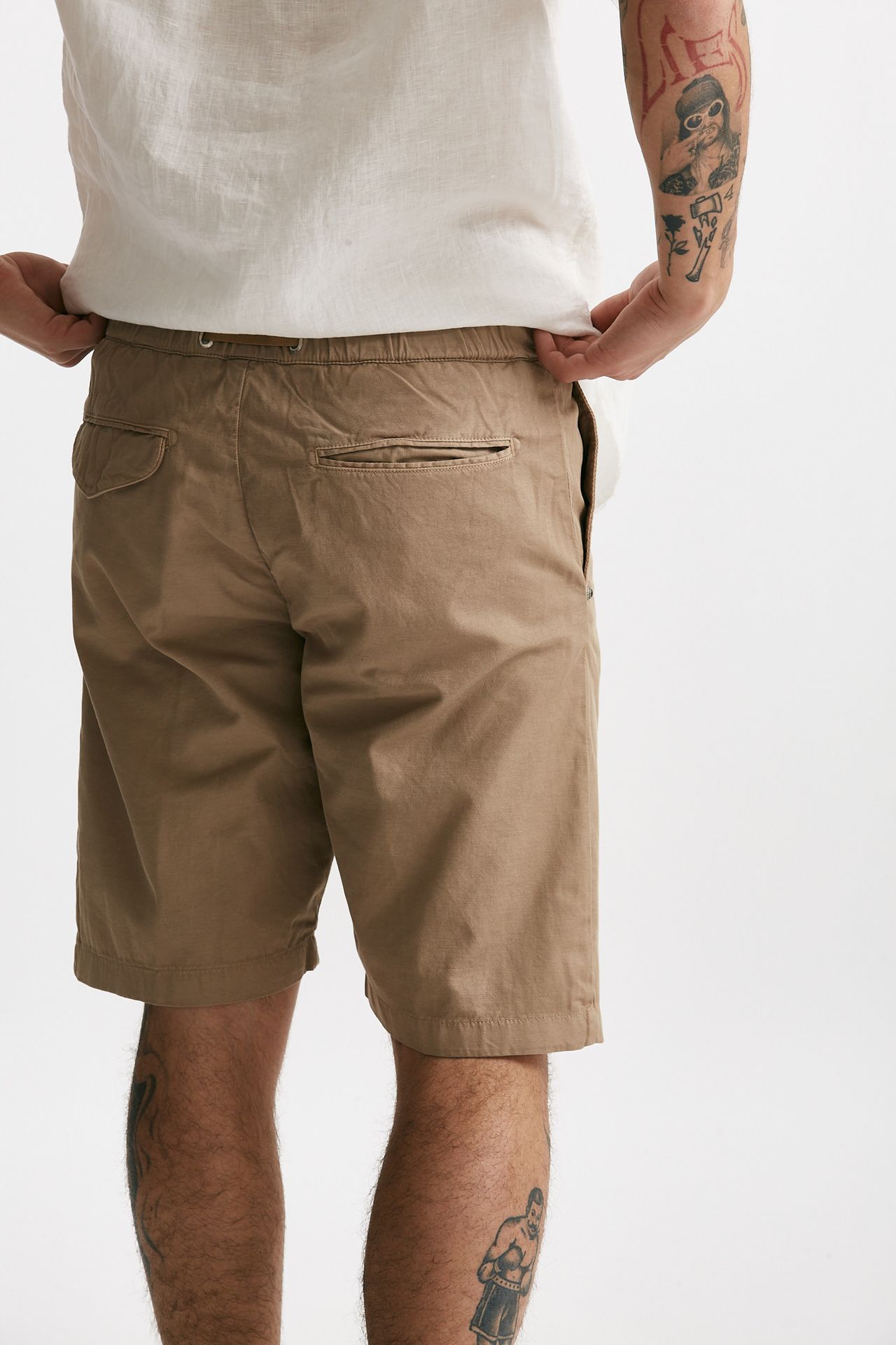 bermuda in cotone e lino stretch beige uomo White sand - 3