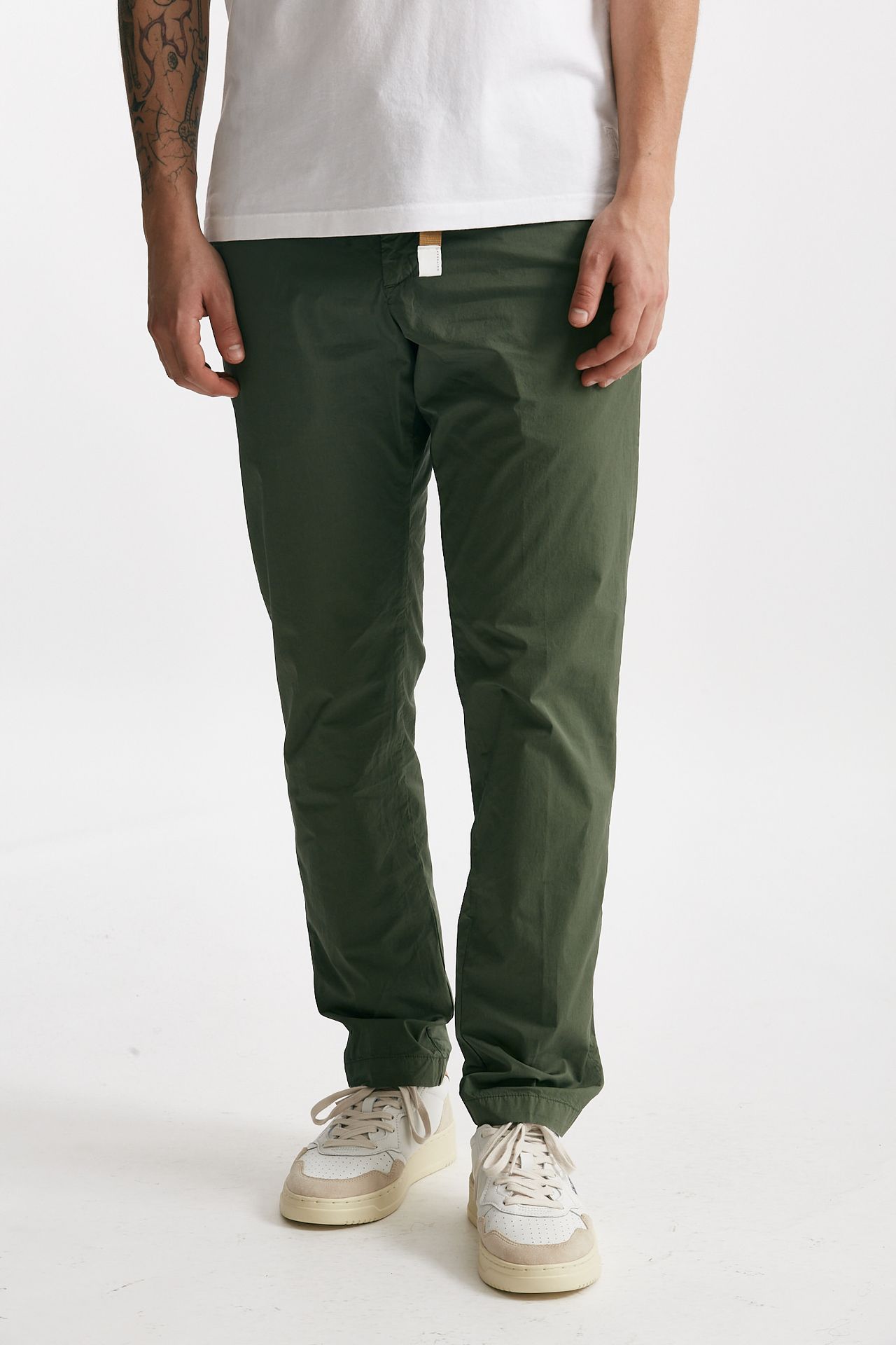 pantalone in cotone stretch verde uomo White sand - 1