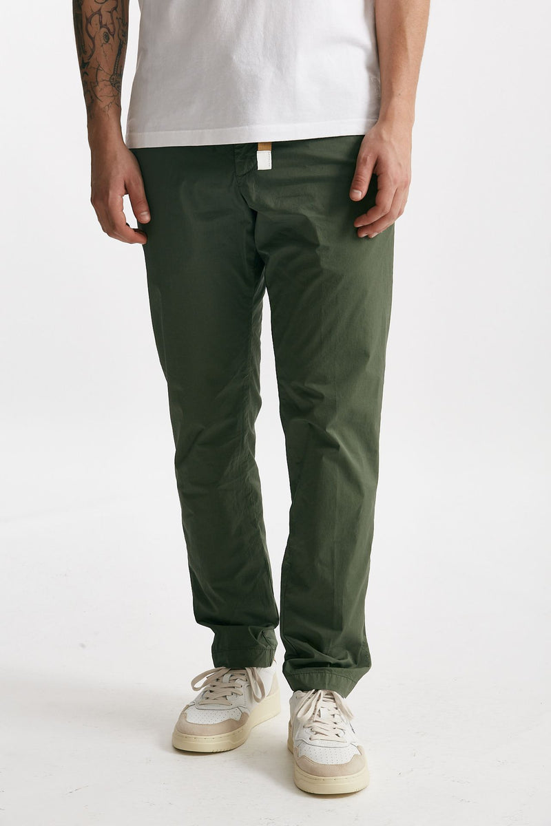 pantalone in cotone stretch verde uomo White sand - 1