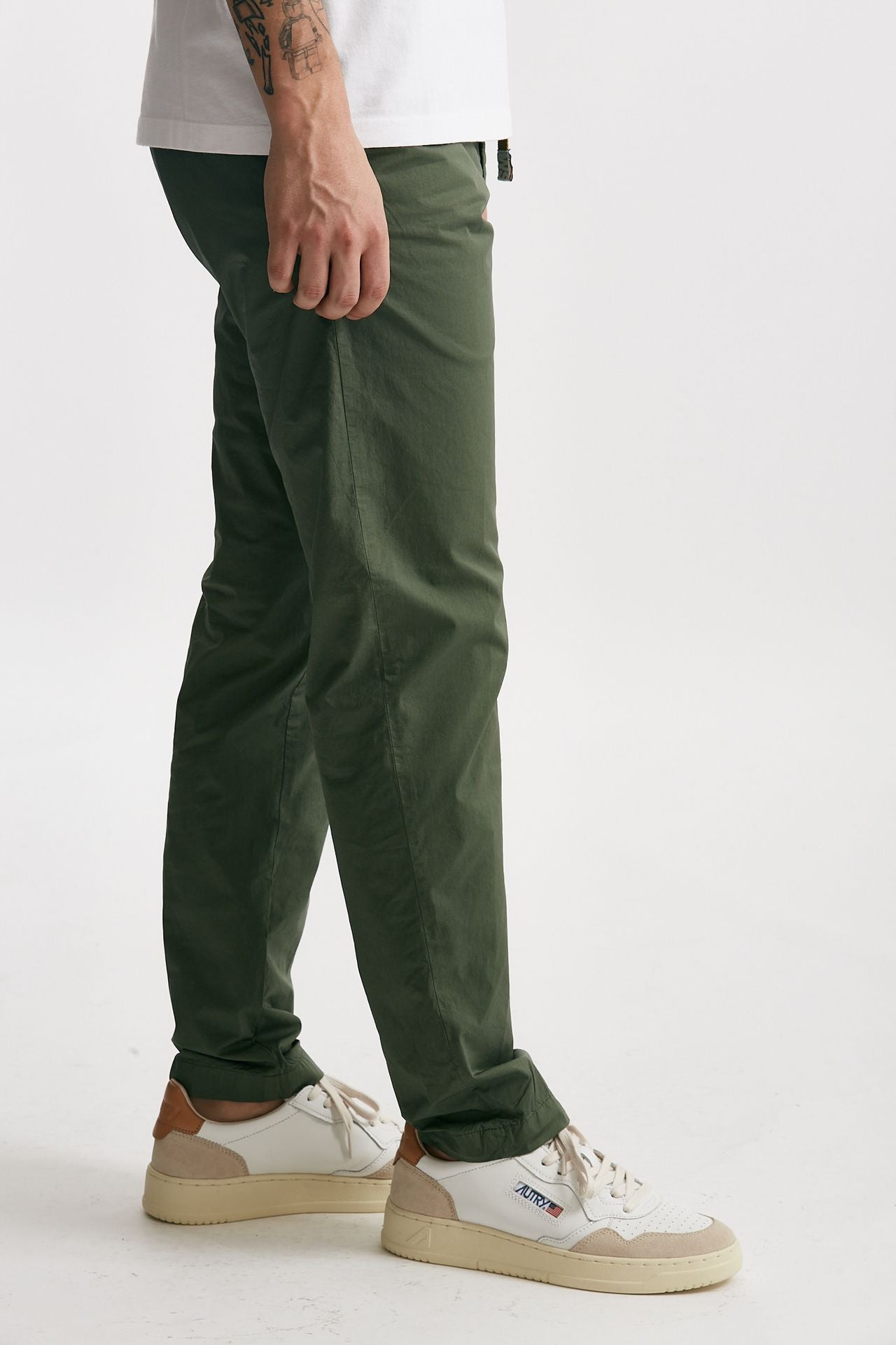 pantalone in cotone stretch verde uomo White sand - 2