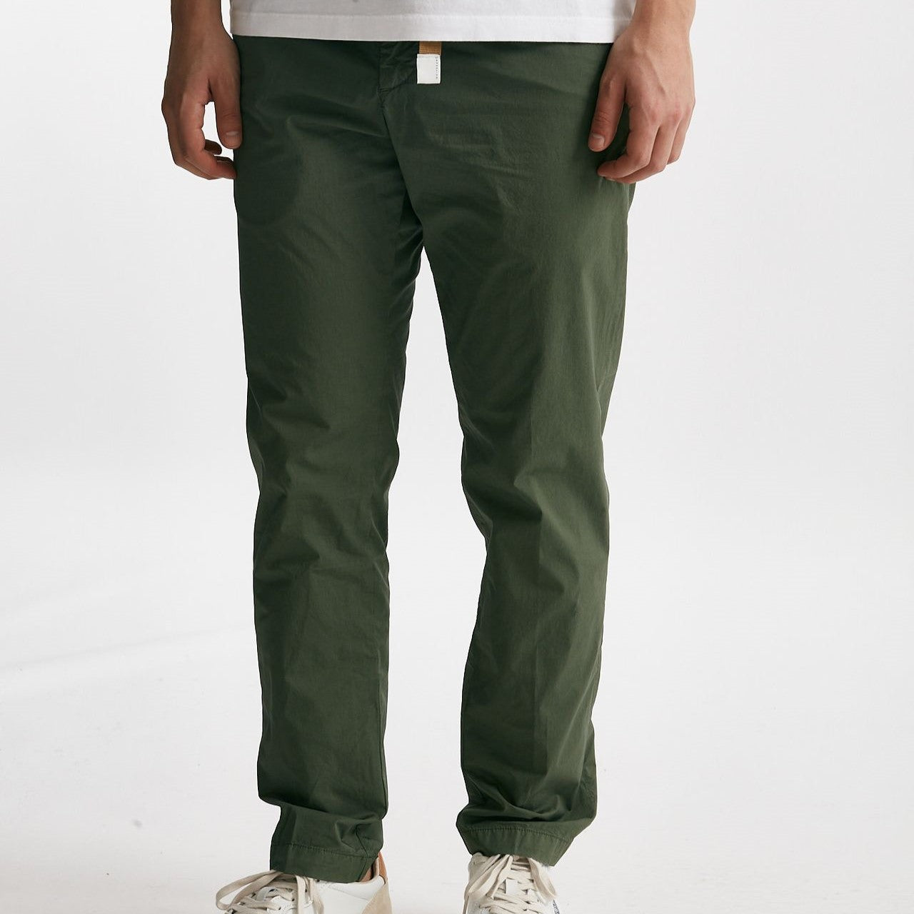pantalone in cotone stretch verde uomo White sand - 8