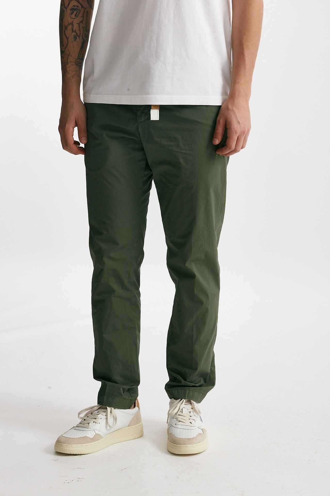 pantalone in cotone stretch verde uomo White sand - 4
