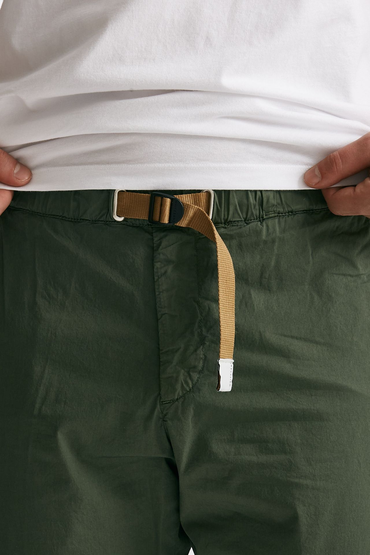 pantalone in cotone stretch verde uomo White sand - 5