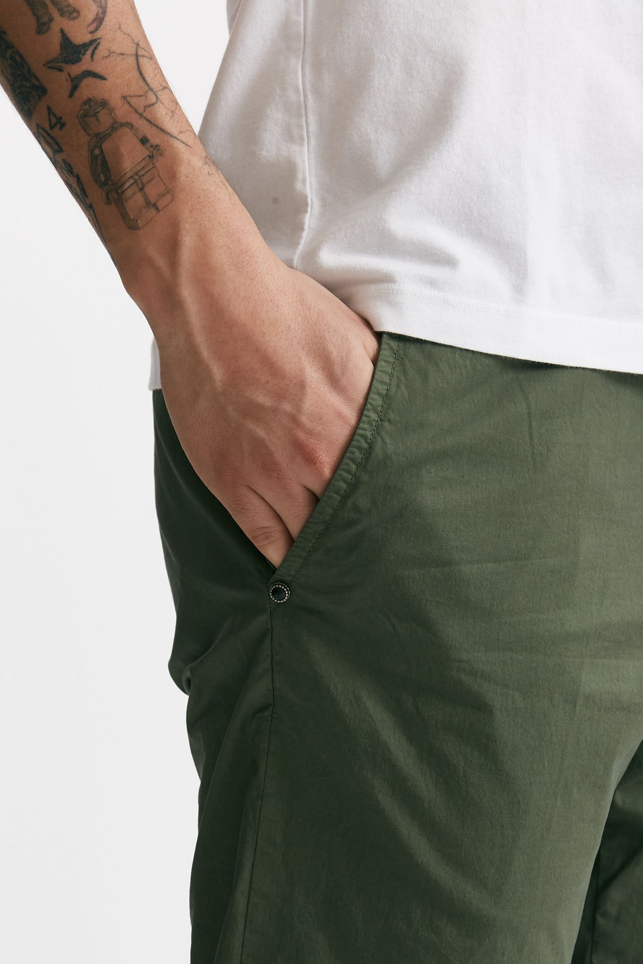 pantalone in cotone stretch verde uomo White sand - 6