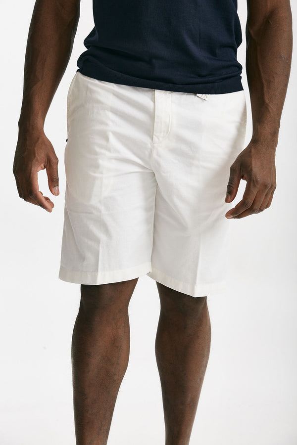 bermuda in cotone e lino stretch bianco uomo White sand