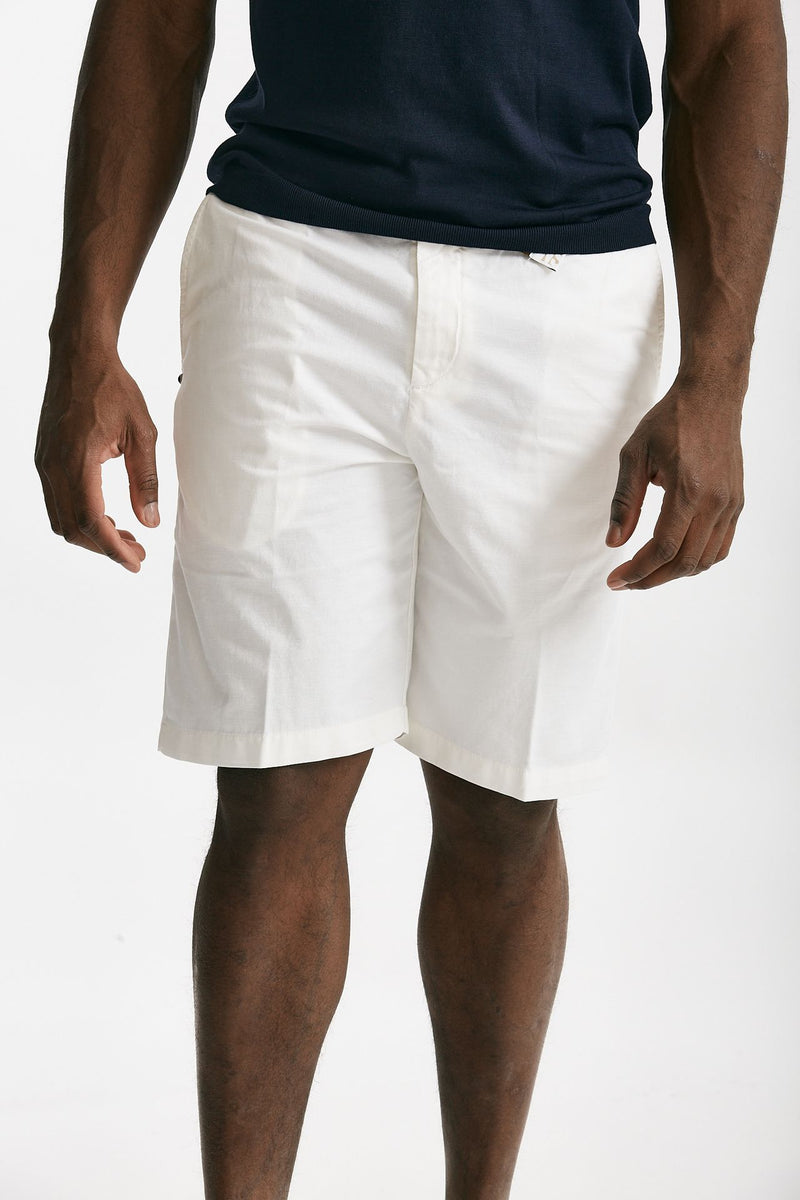 bermuda in cotone e lino stretch bianco uomo White sand - 1