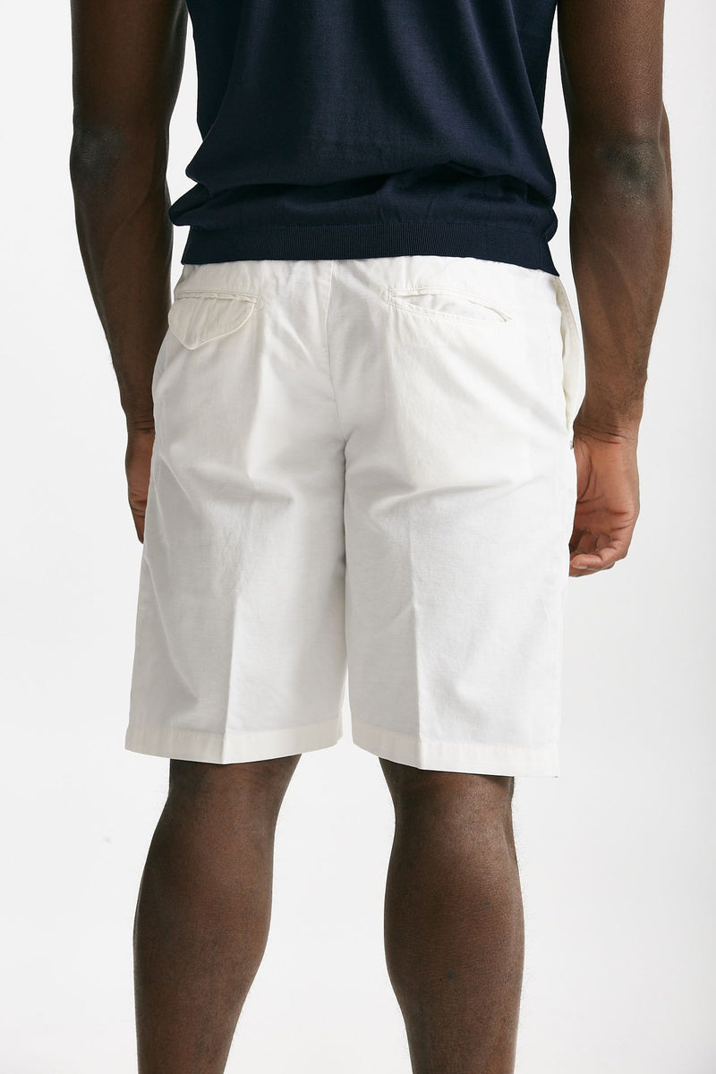bermuda in cotone e lino stretch bianco uomo White sand - 3