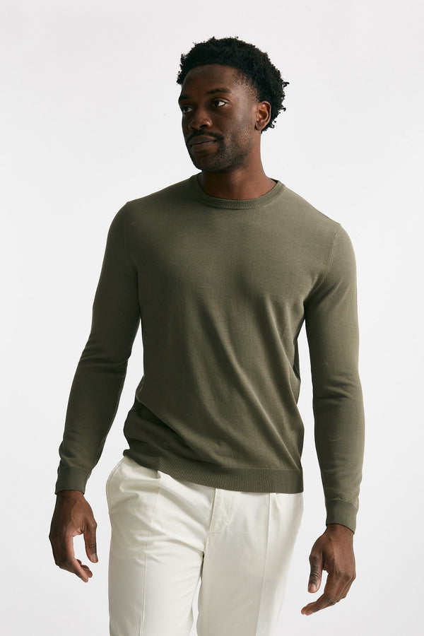 maglia in cotone girocollo verde uomo Zanone