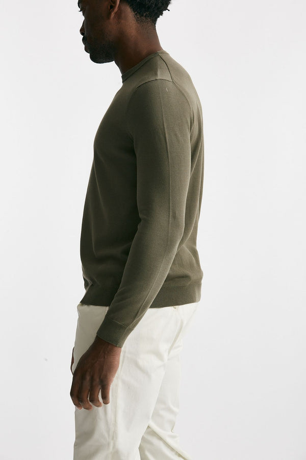 maglia in cotone girocollo verde uomo Zanone