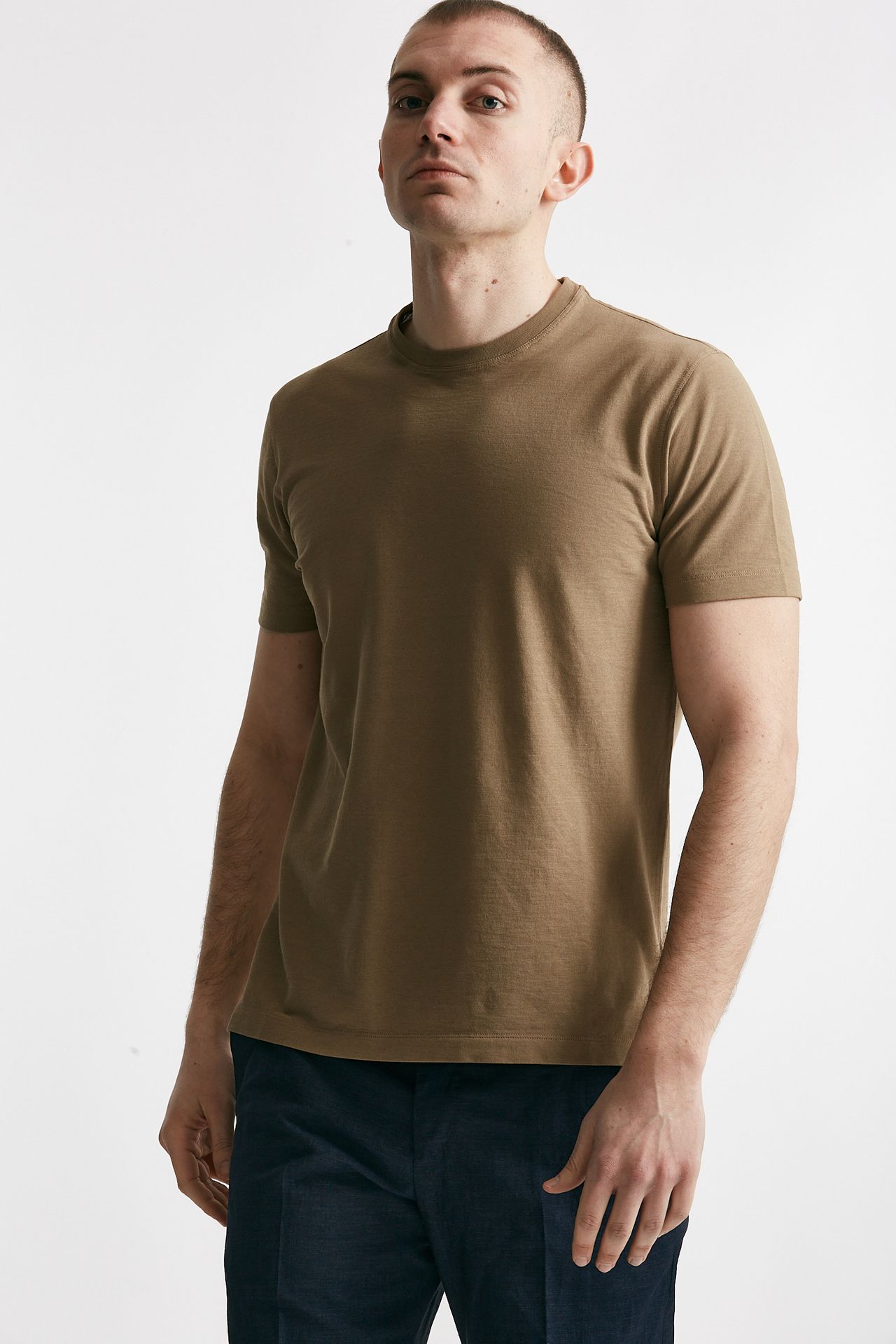 t shirt in cotone cammello icecotton uomo Zanone - 1