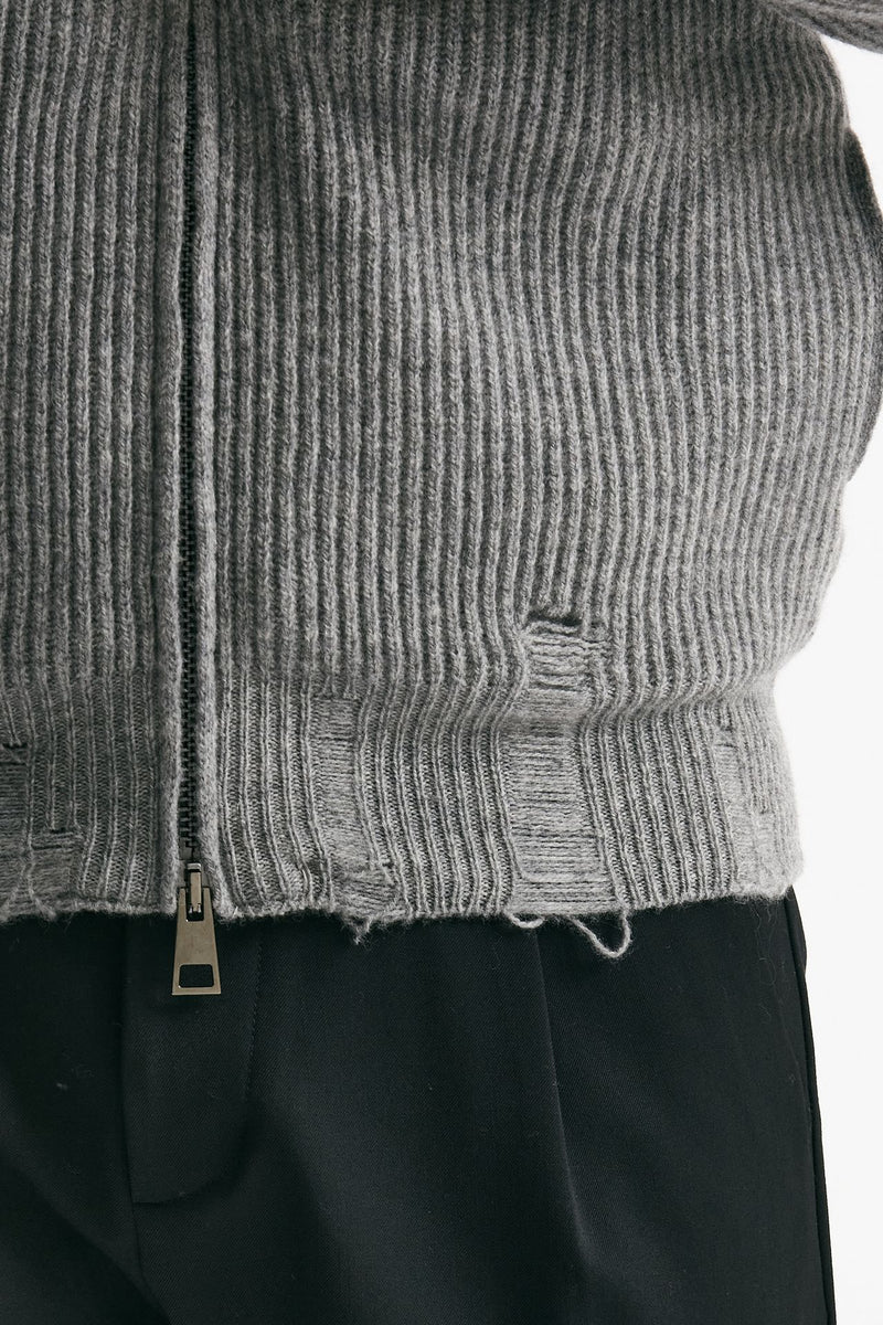 maglia full zip in lana e cashmere grigio uomo Atomo factory - 6