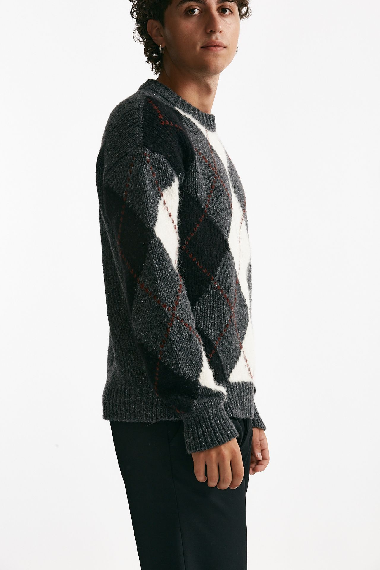 maglia girocollo in lana, alpaca e viscosa fantasia uomo Atomo factory - 3