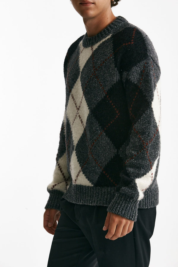 maglia girocollo in lana, alpaca e viscosa fantasia uomo Atomo factory