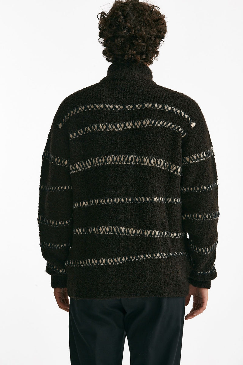 maglia full zip in lana e acrilico stretch marrone uomo Atomo factory - 1