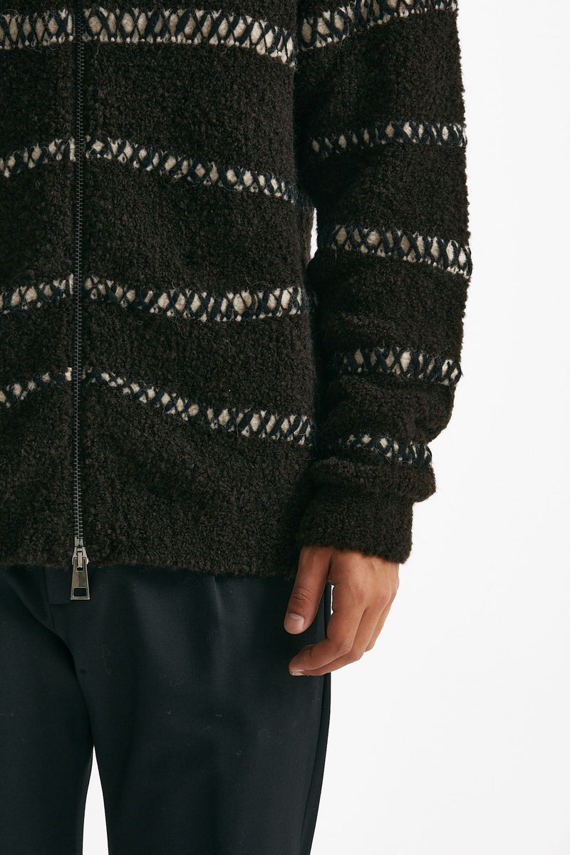 maglia full zip in lana e acrilico stretch marrone uomo Atomo factory - 6