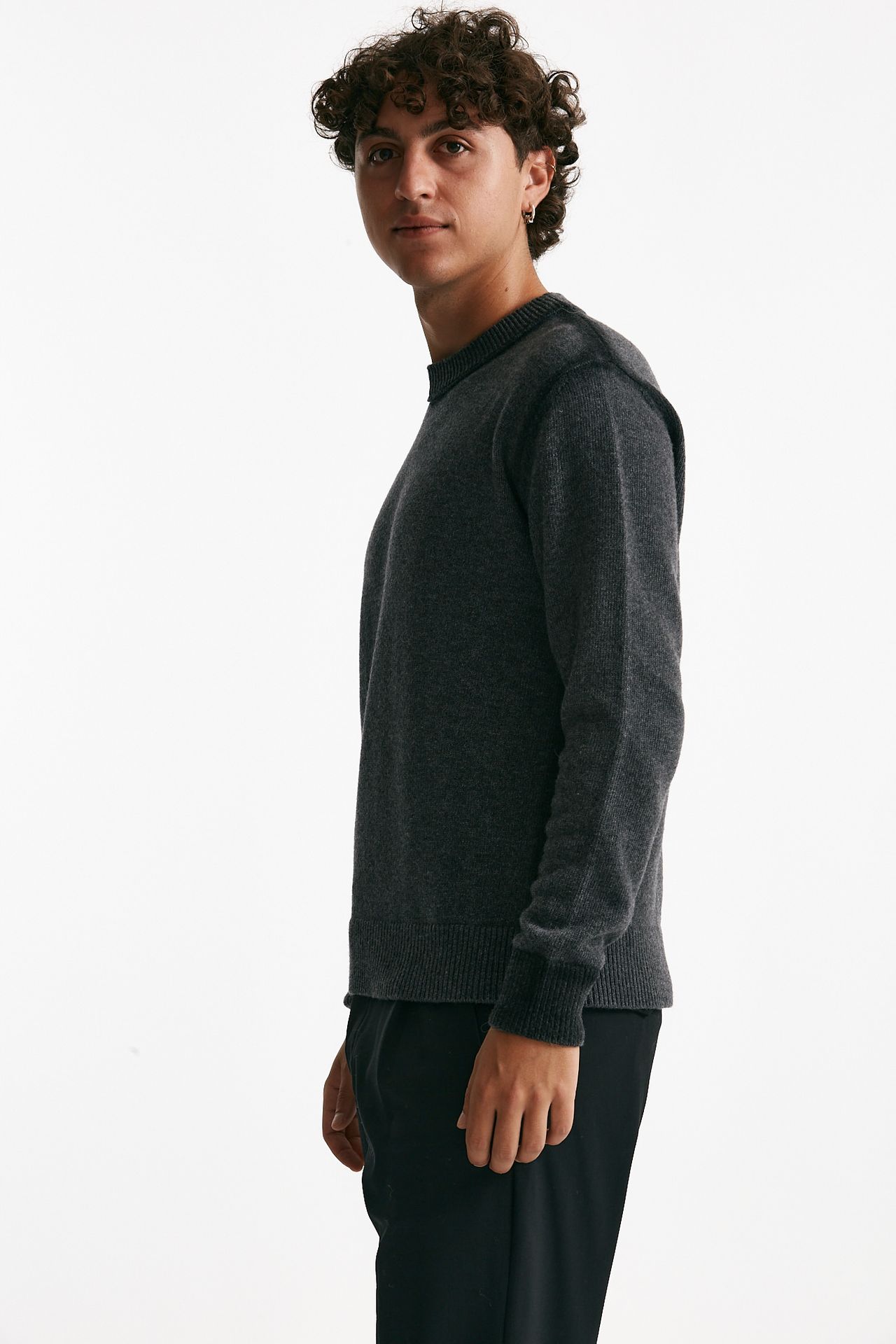 maglia girocollo in lana e polliamide grigio uomo Atomo factory - 4