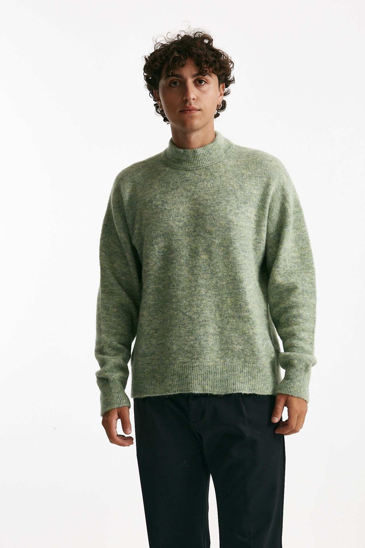 maglia lupetto in lana, polliamide e alpaca verde uomo Atomo factory - 1