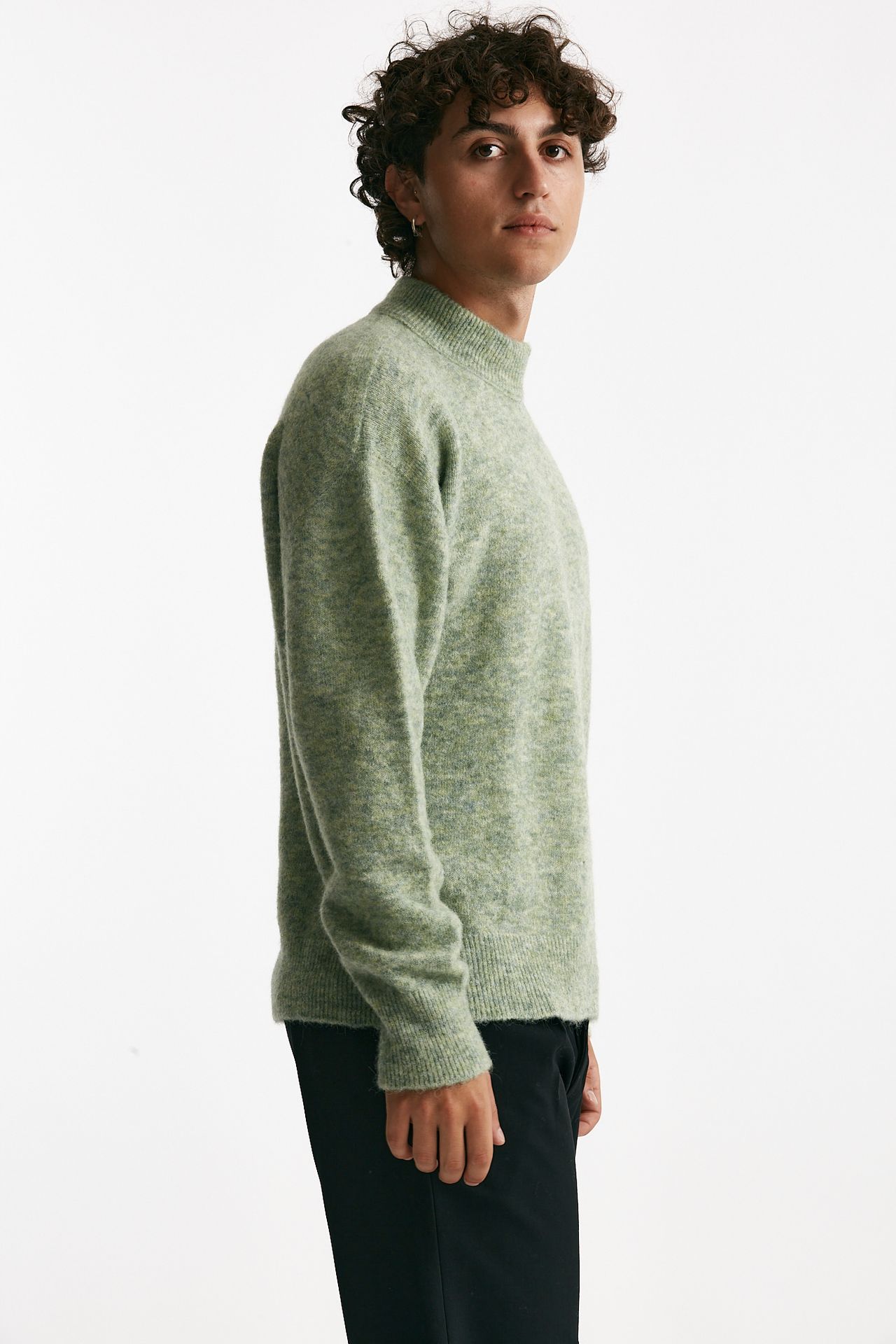 maglia lupetto in lana, polliamide e alpaca verde uomo Atomo factory - 2