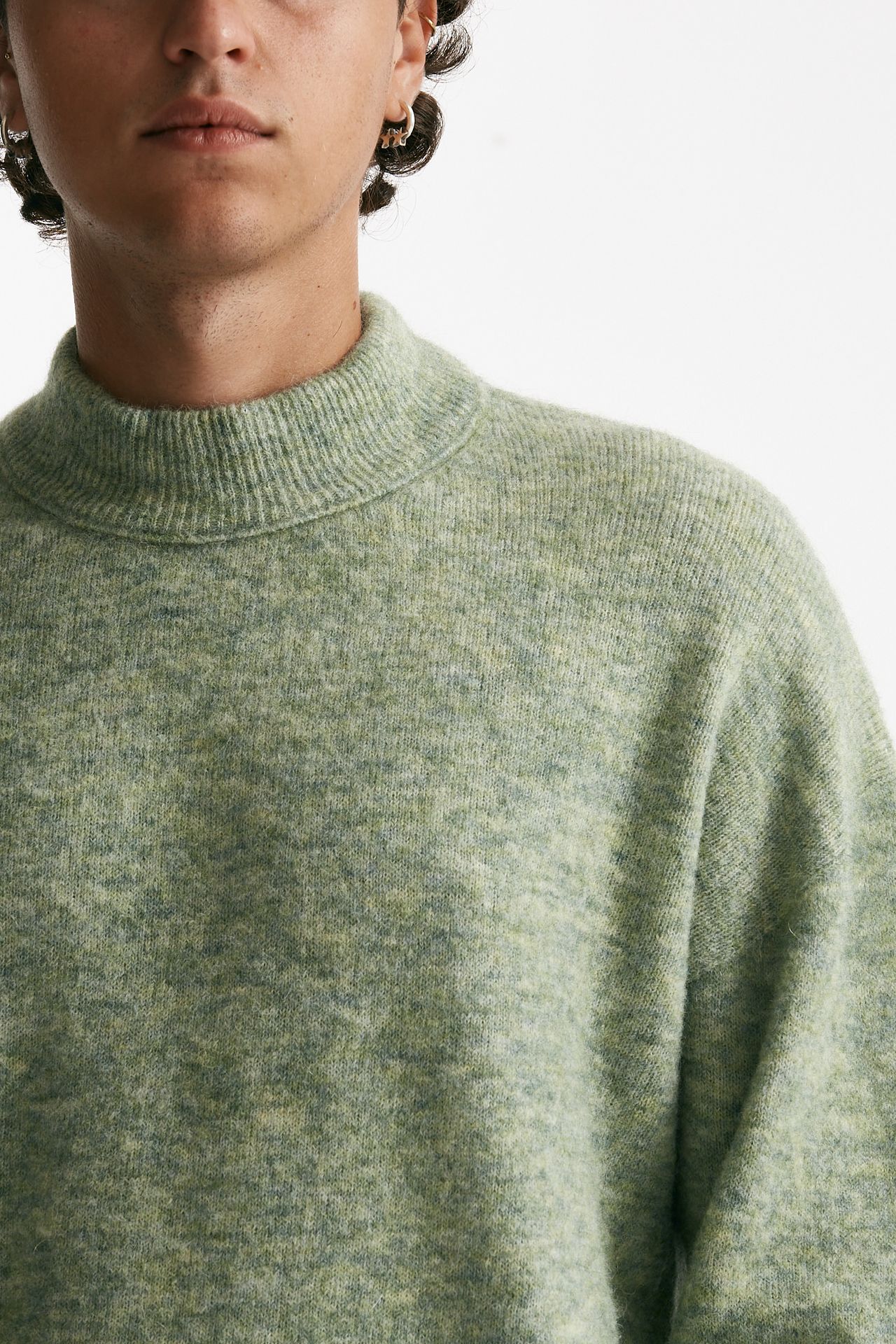 maglia lupetto in lana, polliamide e alpaca verde uomo Atomo factory - 5