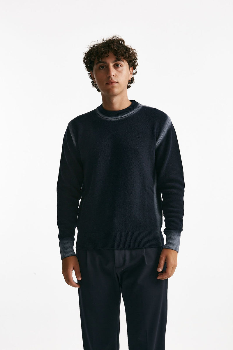 maglia girocollo in lana e polliamide blu uomo Atomo factory - 2