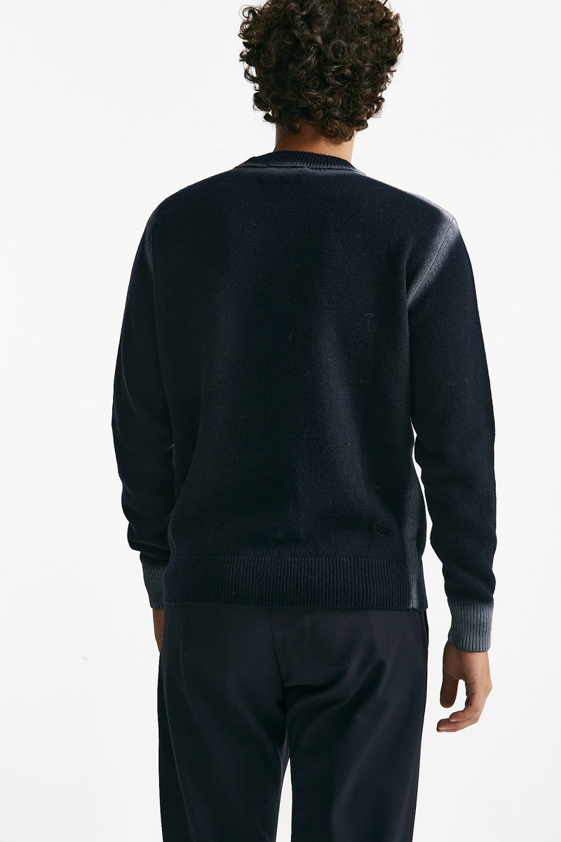 maglia girocollo in lana e polliamide blu uomo Atomo factory - 4