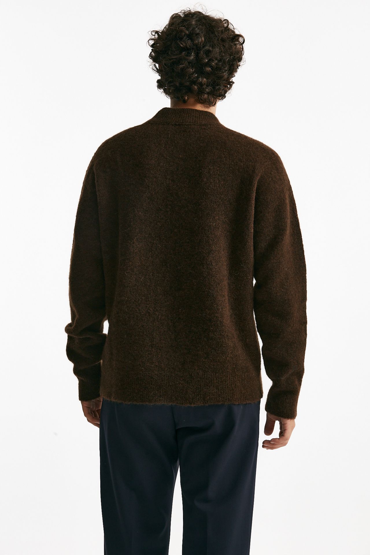 maglia girocollo in lana, polliamide e alpaca marrone uomo Atomo factory - 3