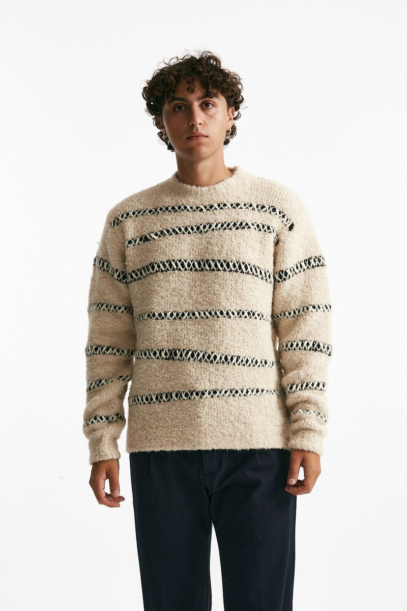 maglia girocollo in lana e acrilico stretch panna uomo Atomo factory - 1