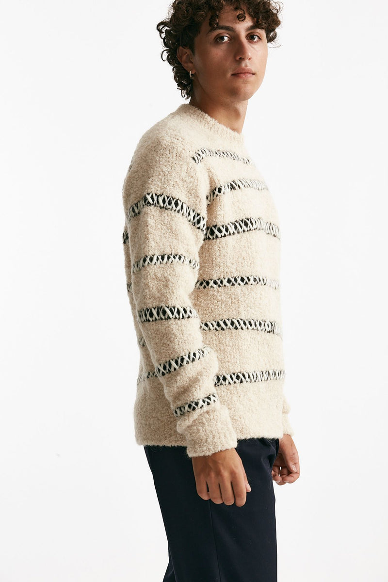 maglia girocollo in lana e acrilico stretch panna uomo Atomo factory - 2