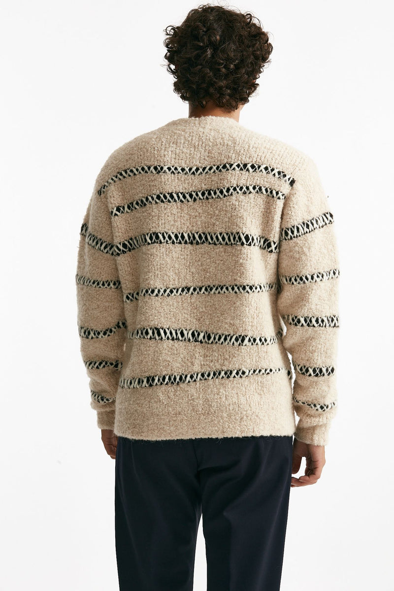 maglia girocollo in lana e acrilico stretch panna uomo Atomo factory - 3