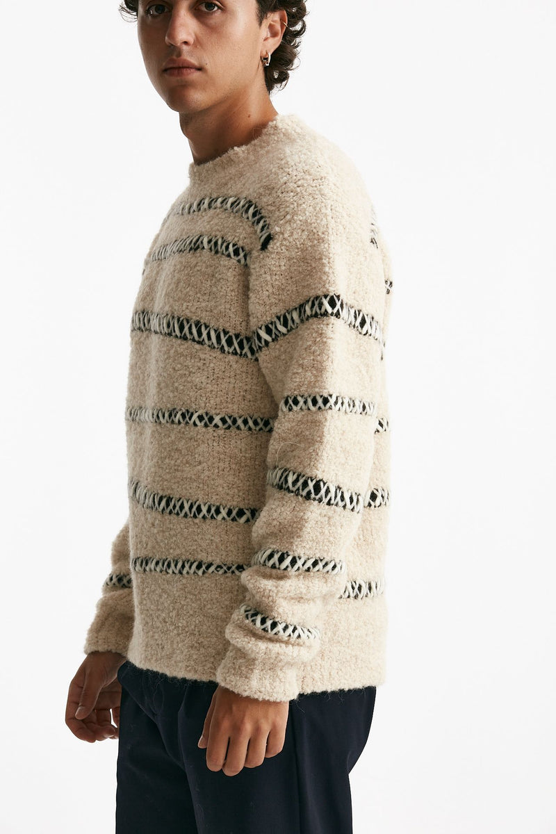 maglia girocollo in lana e acrilico stretch panna uomo Atomo factory - 4