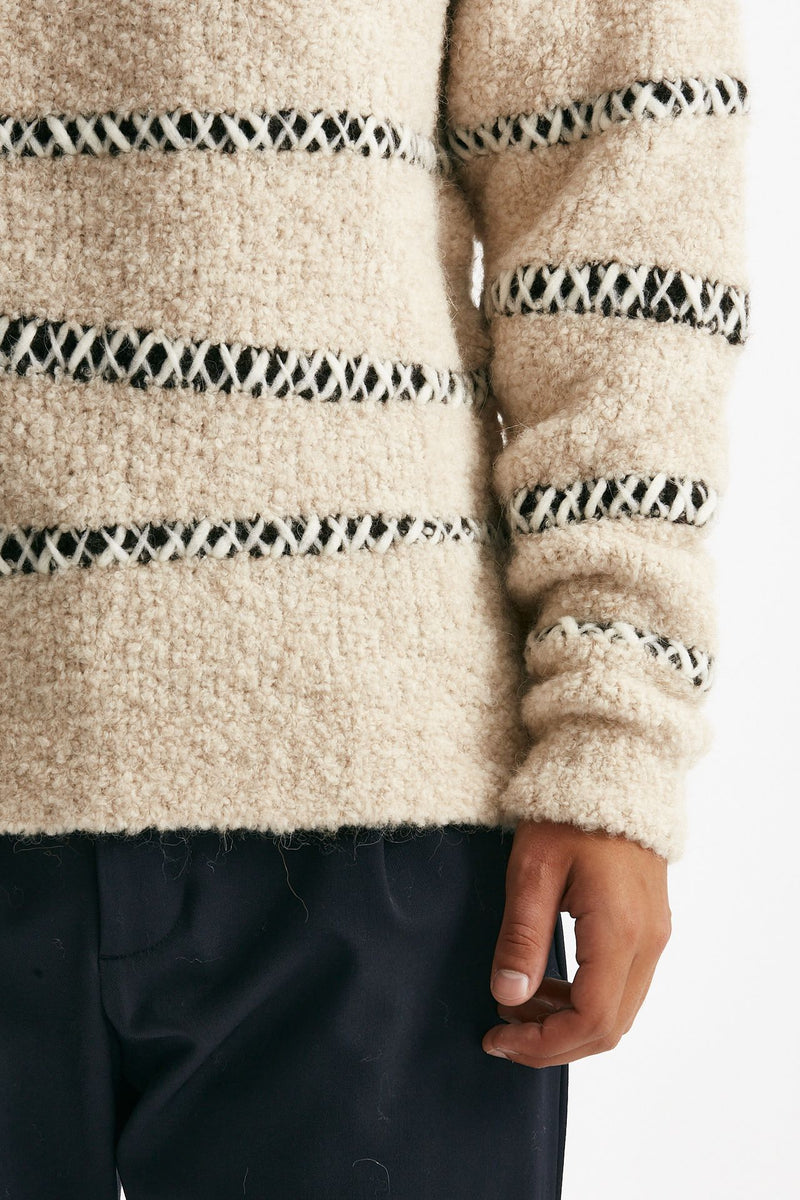 maglia girocollo in lana e acrilico stretch panna uomo Atomo factory - 6