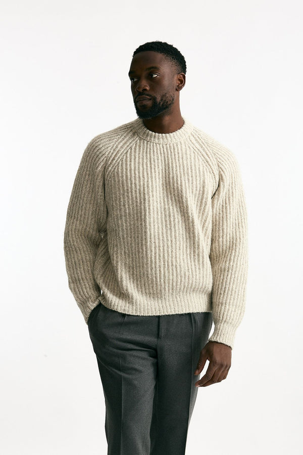 Maglia in cotone lana e alpaca beige moulinè uomo Atomo factory