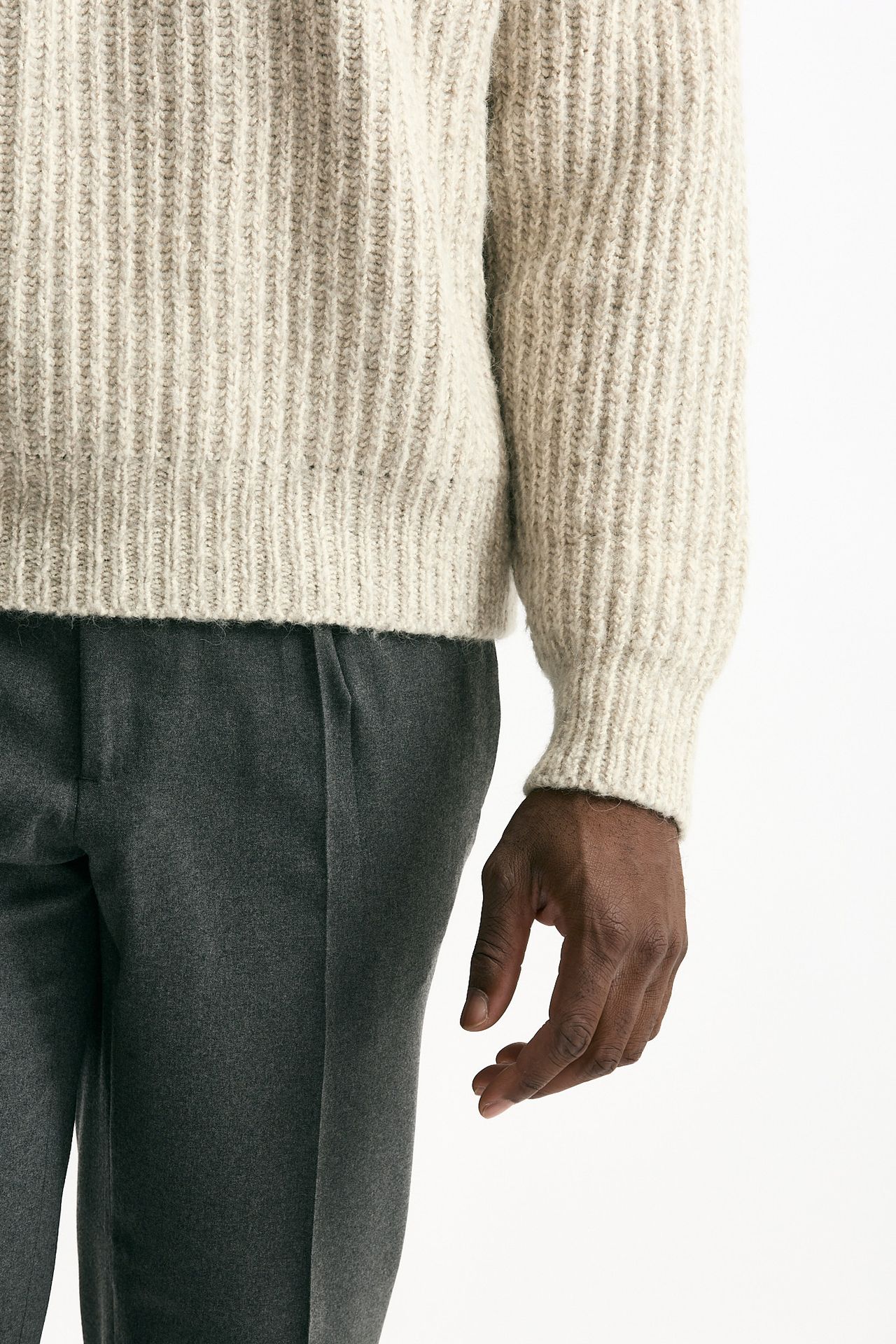 Maglia in cotone lana e alpaca beige moulinè uomo Atomo factory - 6