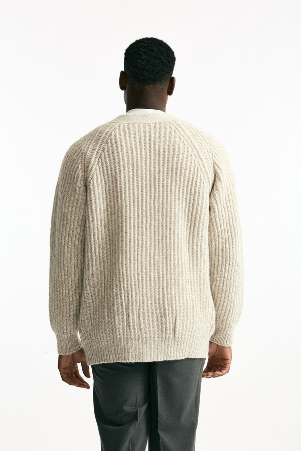 Cardigan in cotone lana e alpaca beige moulinè uomo Atomo factory