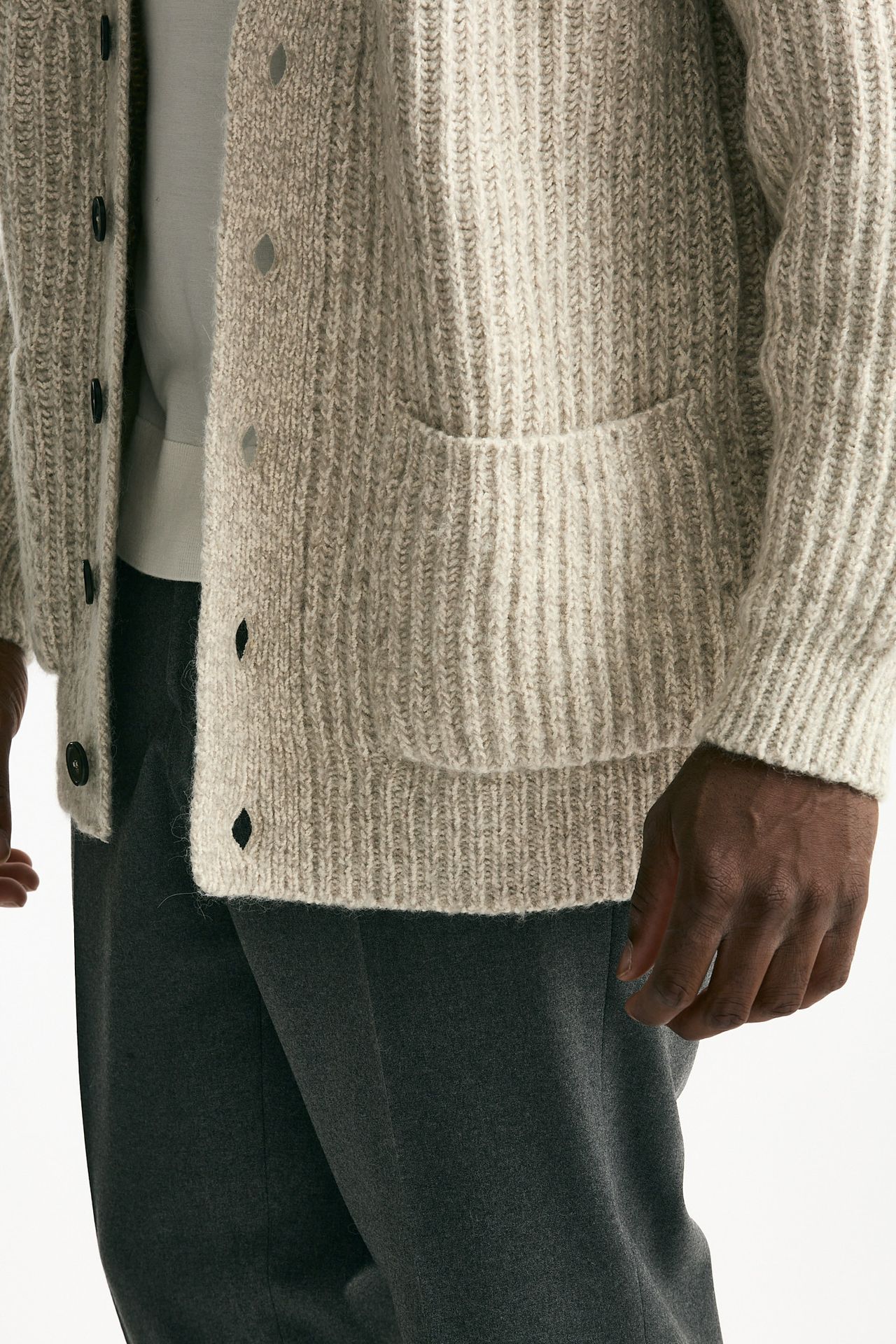 Cardigan in cotone lana e alpaca beige moulinè uomo Atomo factory - 5