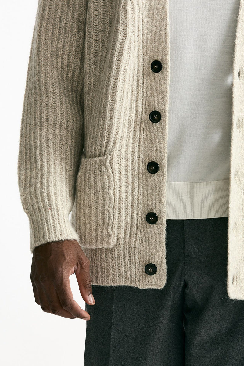 Cardigan in cotone lana e alpaca beige moulinè uomo Atomo factory - 6