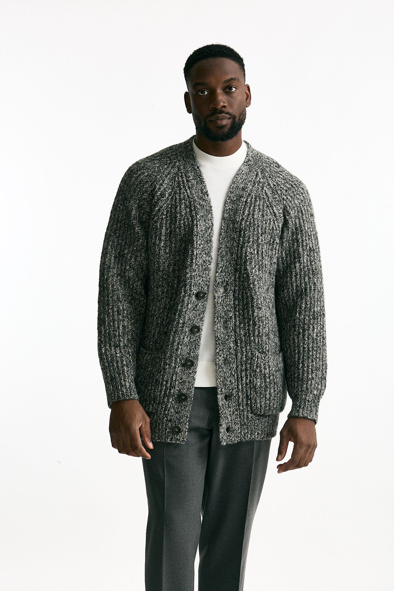 Cardigan in cotone lana e alpaca grigio mouline’ uomo Atomo factory - 1