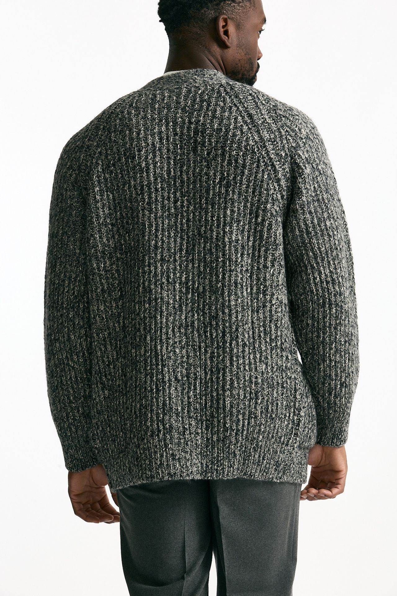 Cardigan in cotone lana e alpaca grigio mouline’ uomo Atomo factory - 3