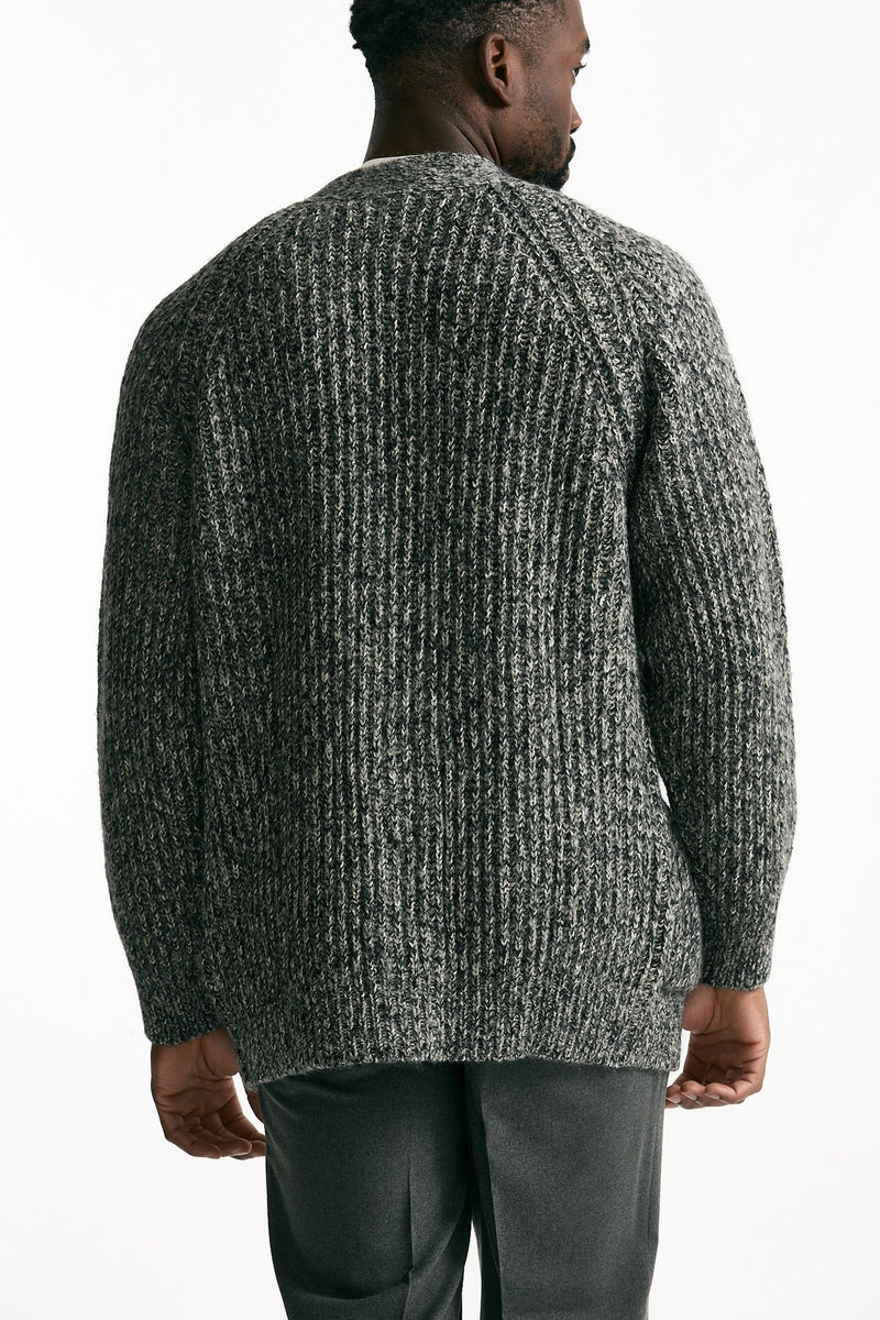 Cardigan in cotone lana e alpaca grigio mouline’ uomo Atomo factory - 3