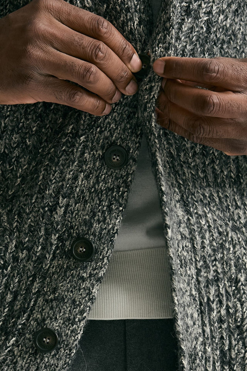 Cardigan in cotone lana e alpaca grigio mouline’ uomo Atomo factory - 5