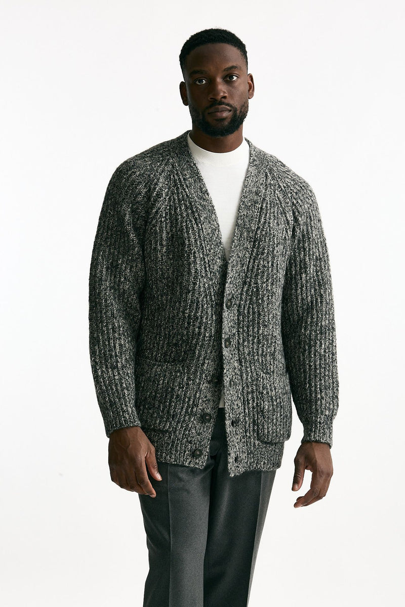 Cardigan in cotone lana e alpaca grigio mouline’ uomo Atomo factory - 6