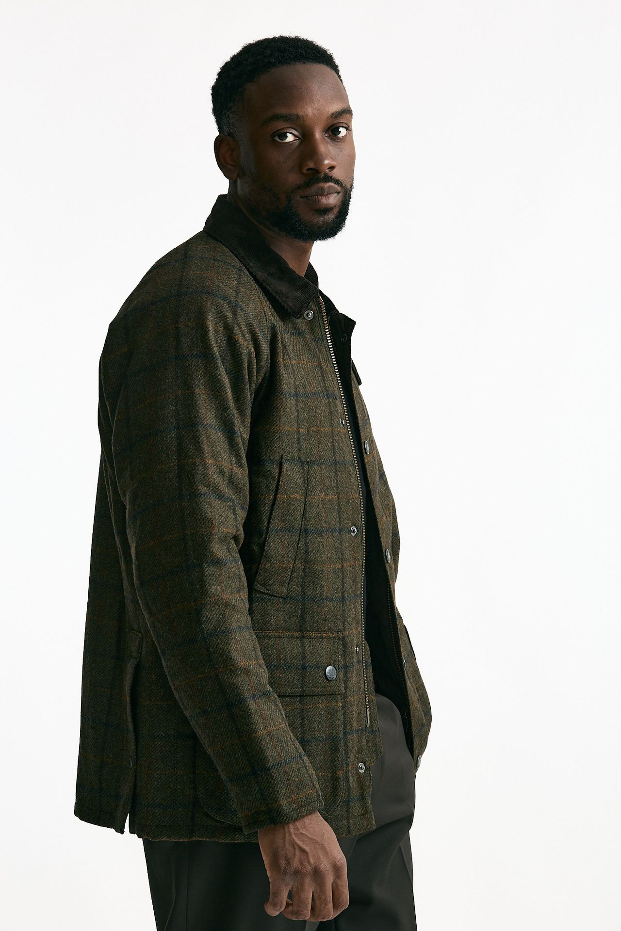 Giacca CHECK WOOL JACKET brown/verde uomo Barbour - 4