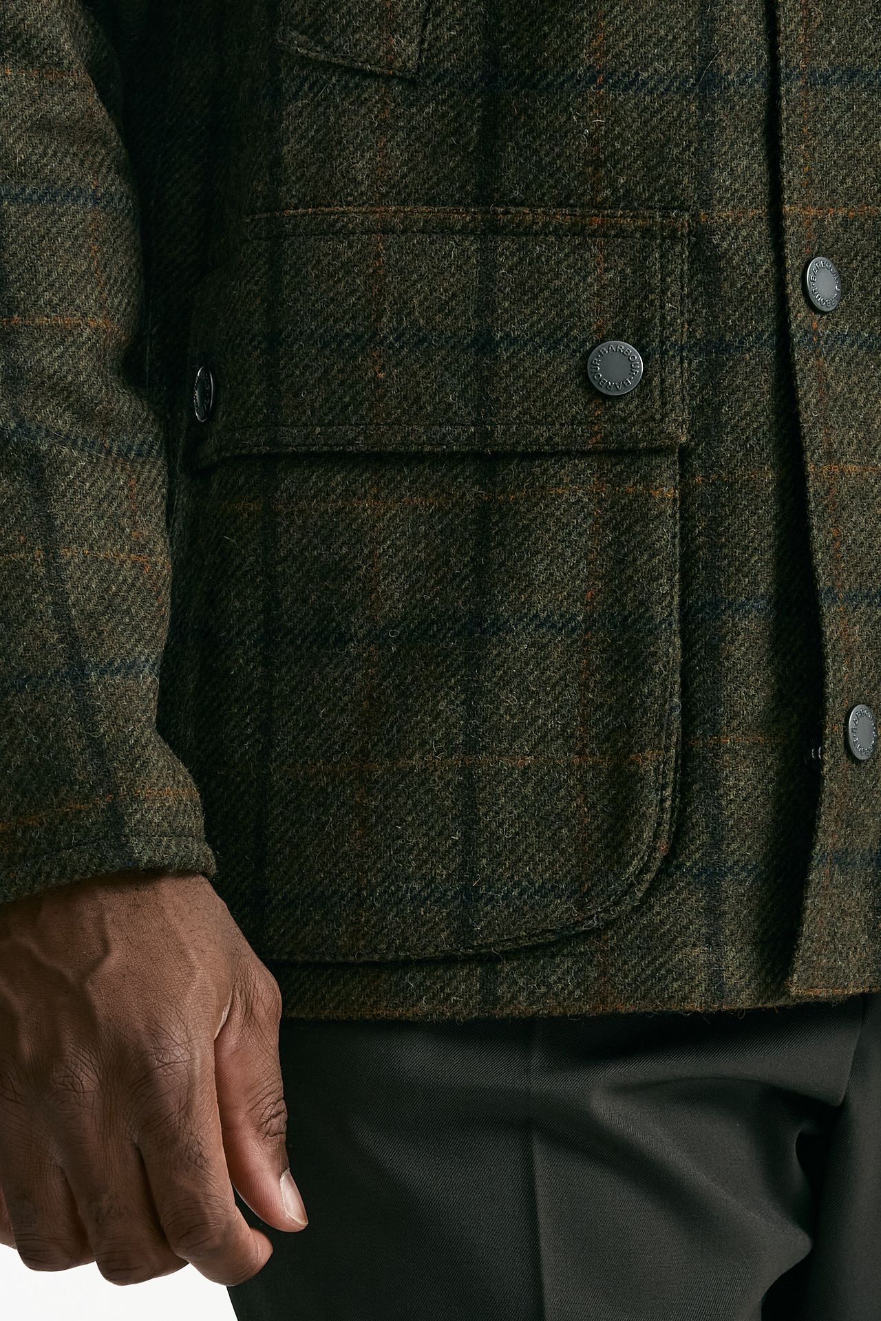 Giacca CHECK WOOL JACKET brown/verde uomo Barbour - 8